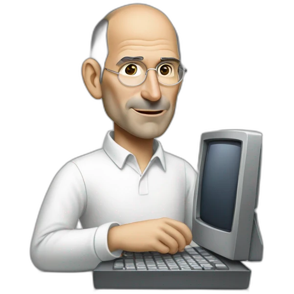 Steve jobs with a Mac plus  emoji