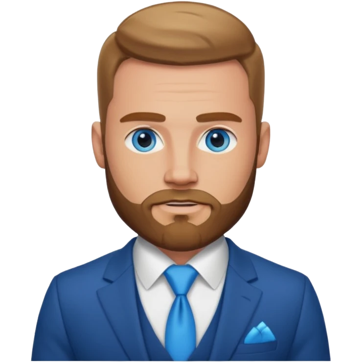 create a master of tactical finesse, a muscled white man in a bespoke suit, blue eyes with a beard emoji