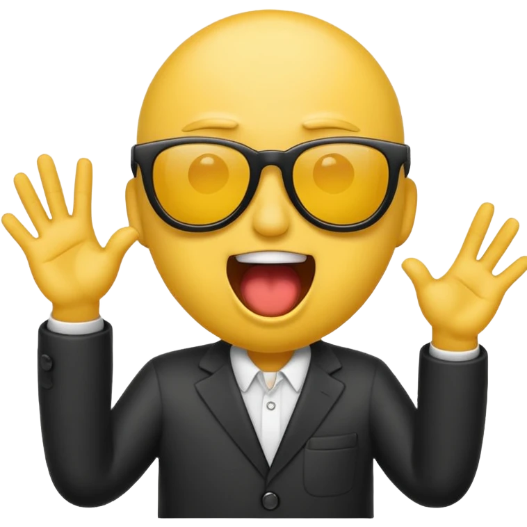 Emoji with sunglasses shouting out of hands emoji
