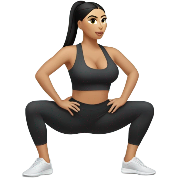 Kim K squatting  in yoga pants emoji