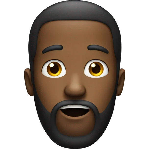 Shocked  face emoji with a beard, black man emoji