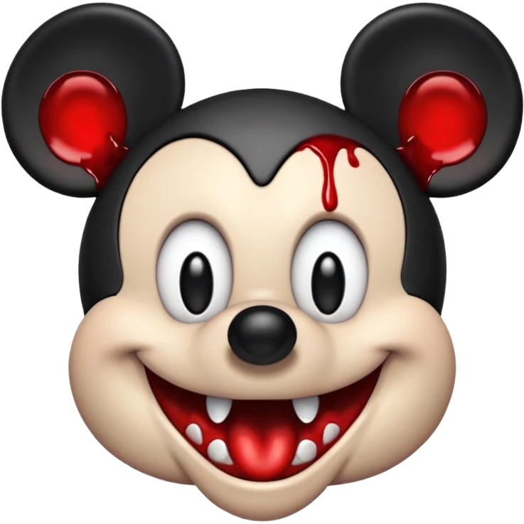 Evil mickey mouse with blood and angry emoji