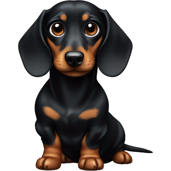 Mini Dachsund wearing black fleece jumper emoji
