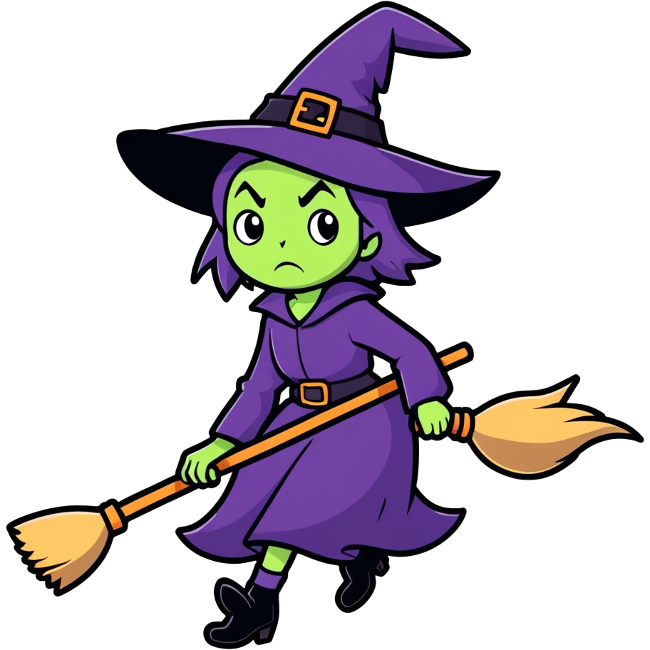 Scary witch with broom emoji