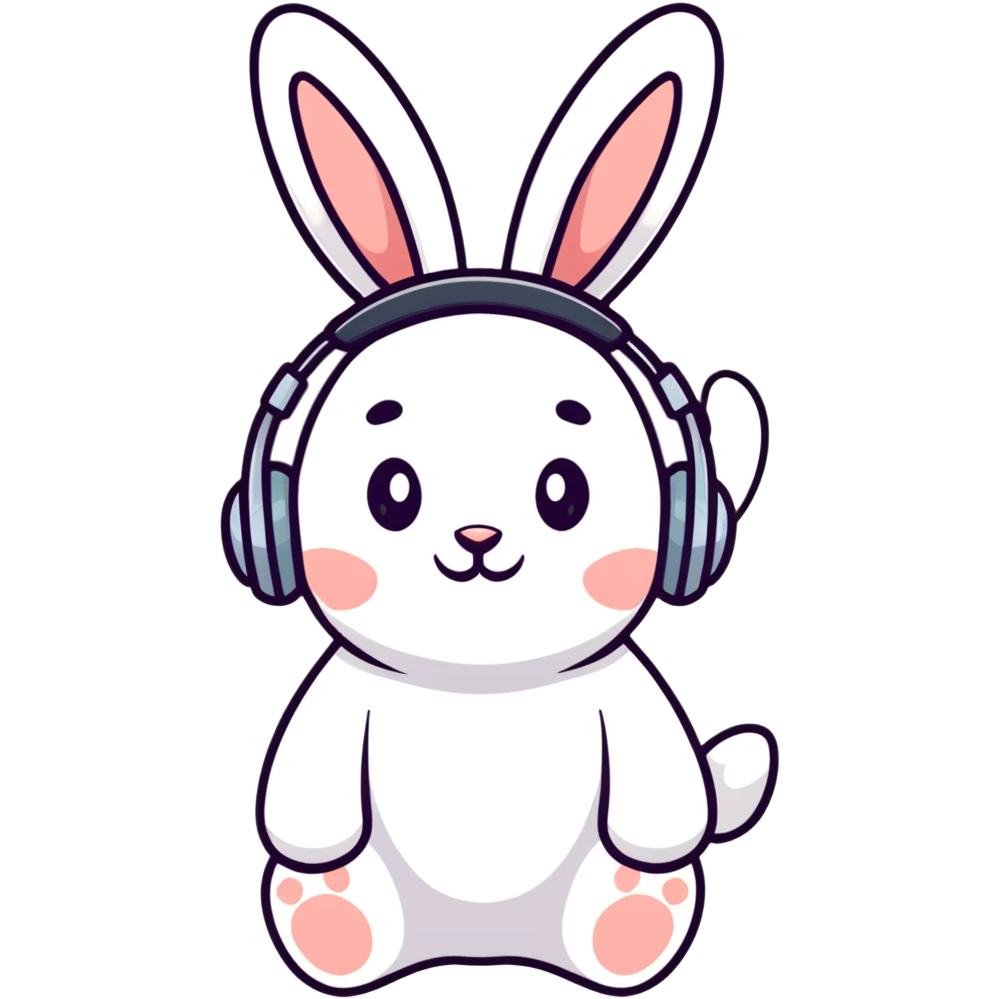 headphones with bunny ears, cartoon style emoji