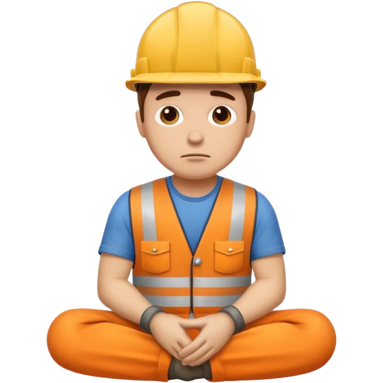 construction worker sitting exhausted emoji