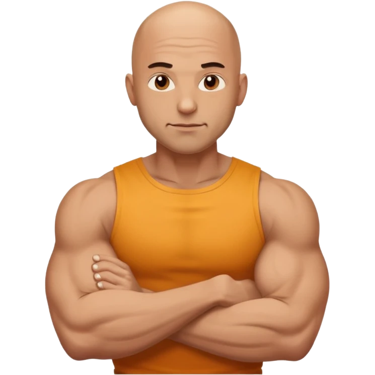 gym daddy with no hair 35 years old flexing muscle emoji