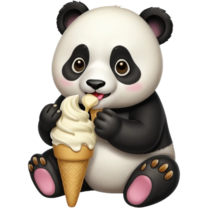 Panda eating ice cream emoji