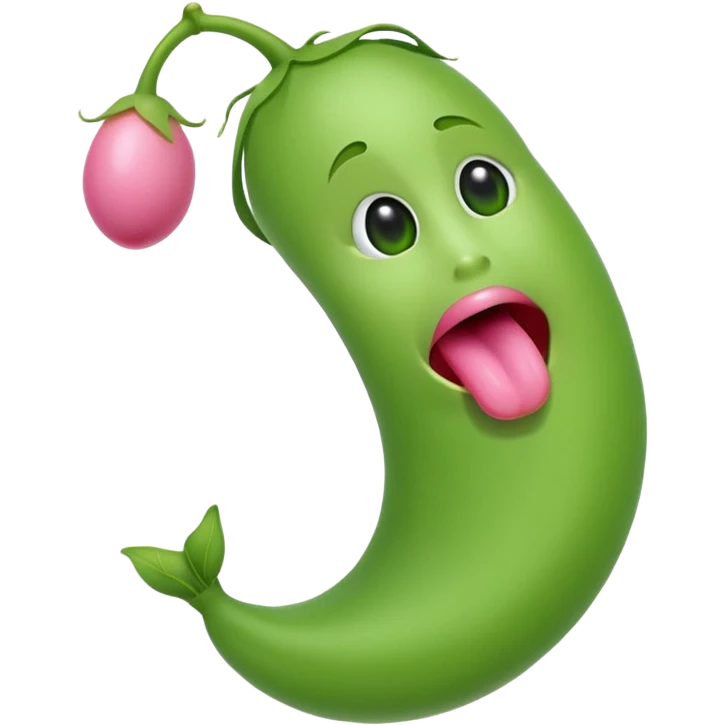 hungry pea pod sticking tongue out  emoji