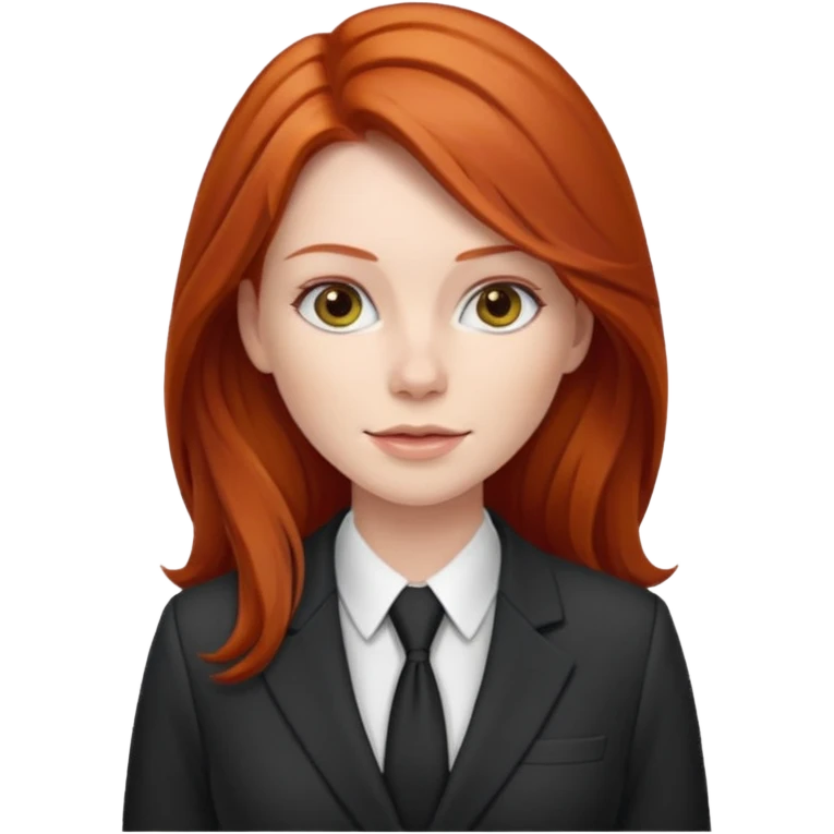 redhead long hair woman with office look emoji