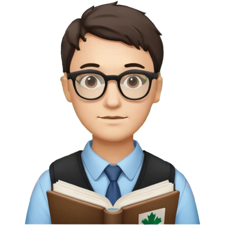 A man studying with a map of Canada in the background emoji