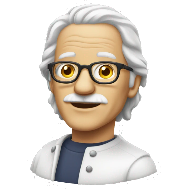 clean shaven white old man with glasses and  long hair emoji