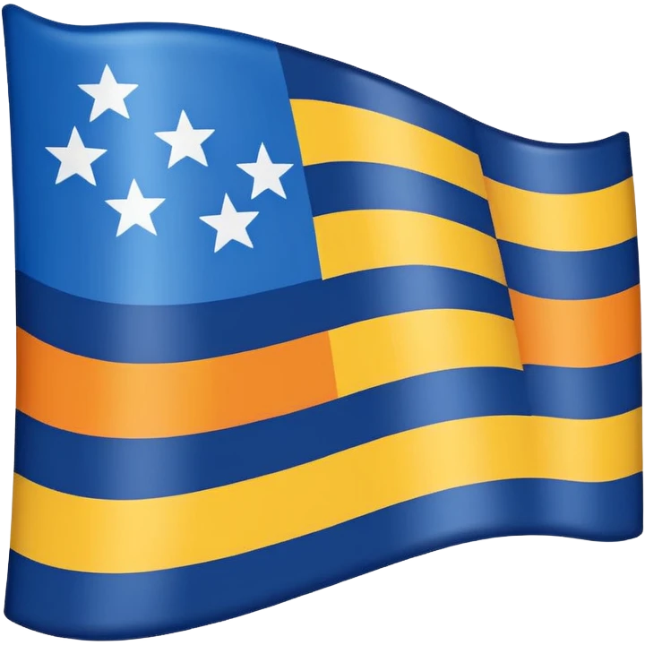 A flag whit darkblue, blue, white, yellow and orange and has 5 stripes white in the middle, blue in next to white left, yellow next to white right, orange next to yellow right, dark blue next to blue left emoji