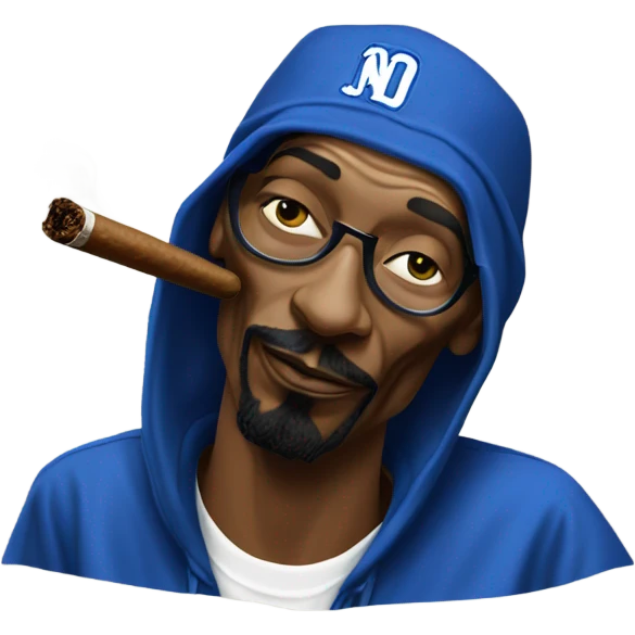 Snoop dogg in a crip outfit smoking cigar emoji
