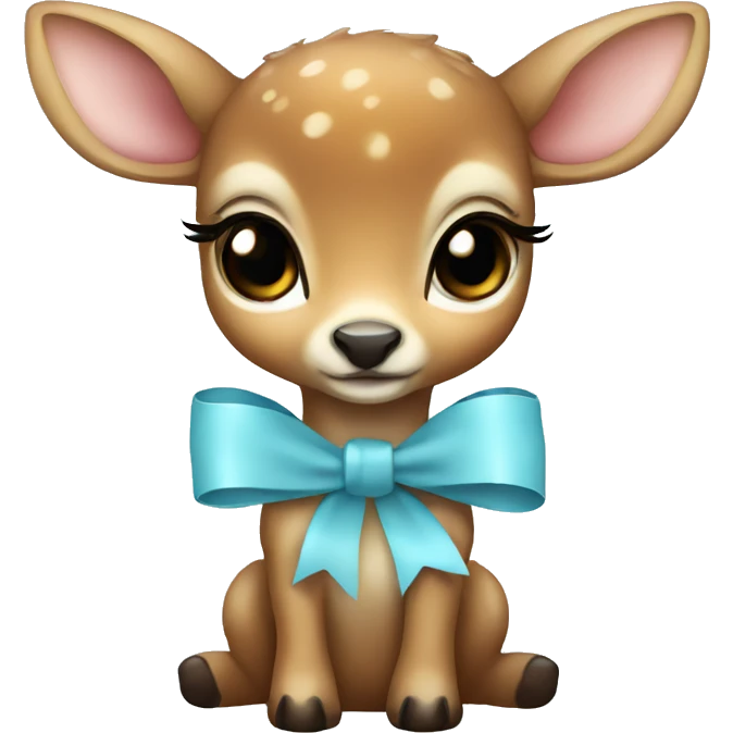 Baby deer with a light blue bow emoji
