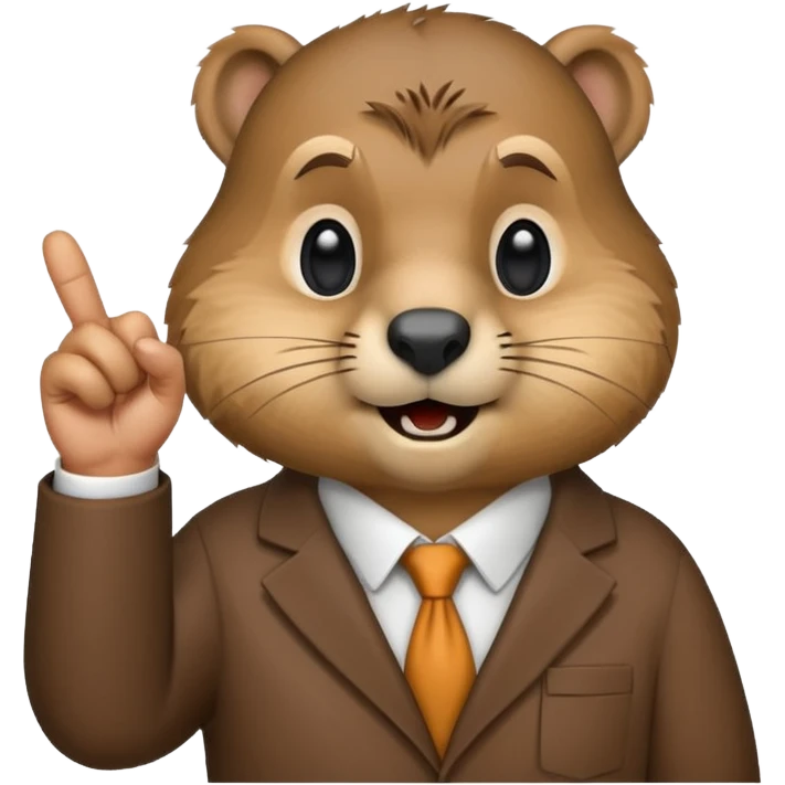 Create a version of the "nerd emoji with finger pointing up" meme with the face of a groundhog emoji