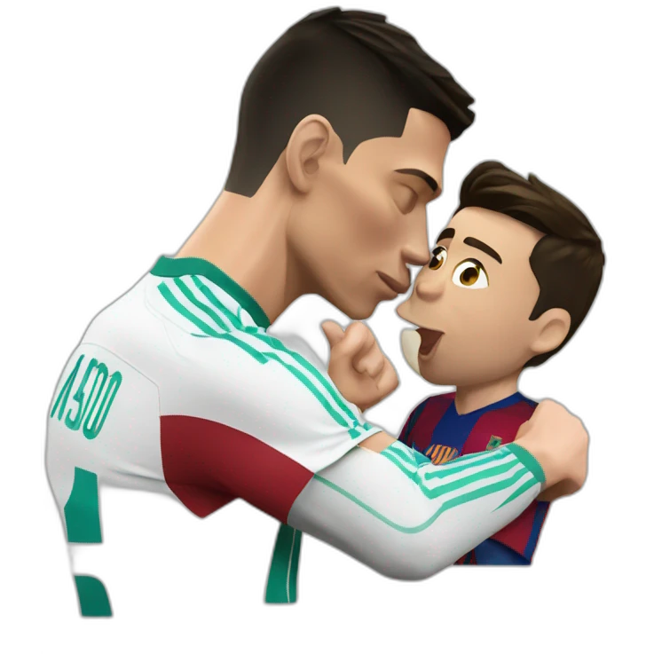 Cristiano ronaldo kissing leo messi emoji