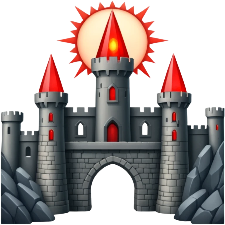 Evil Fortress witch Red Beacon shooting into sky and bridge, two towers emoji