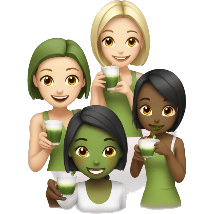 Girls group drinking Matcha emoji