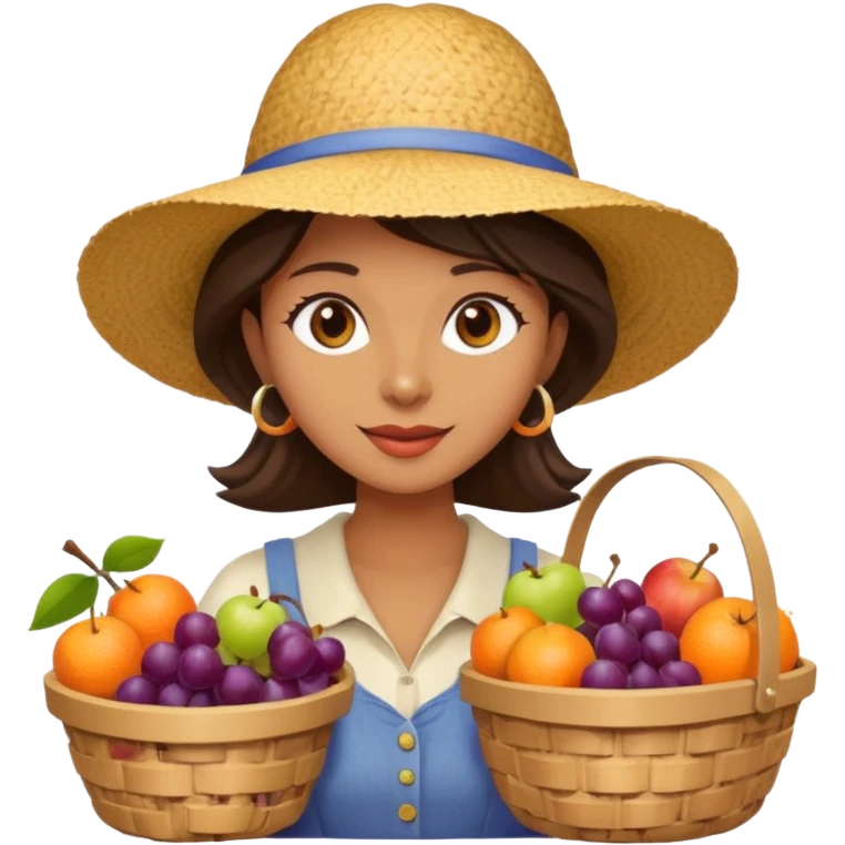 Shopper with fruit basket,Farmers’ Market, background Fruit, market. emoji