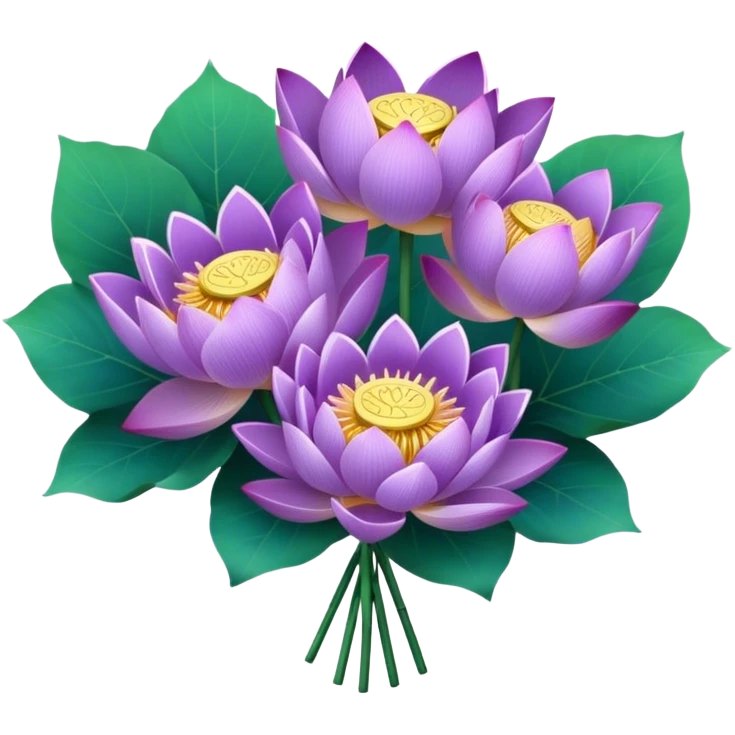bouquet Purple Lotus,stem, Lotus leaf emoji
