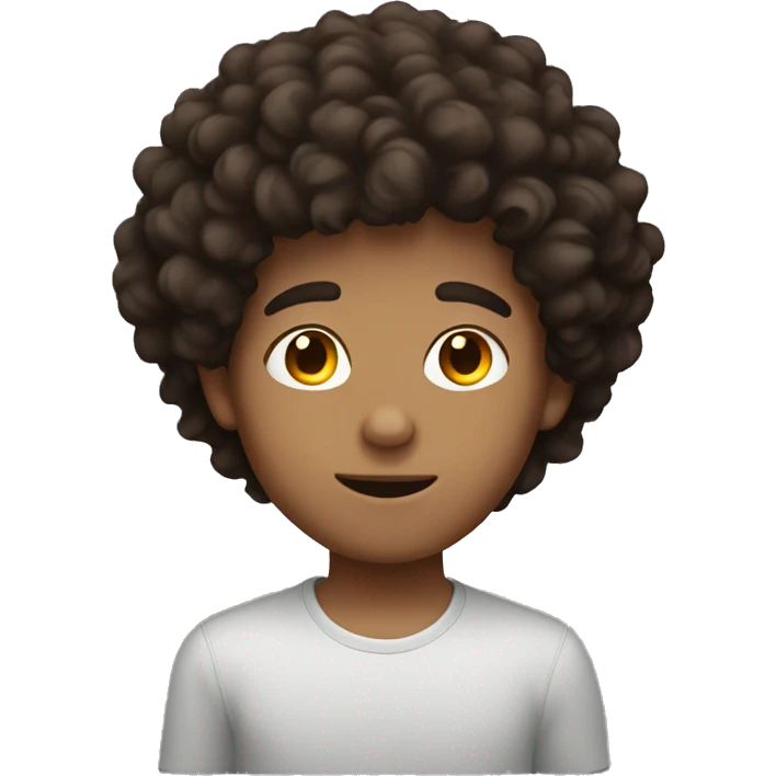 Brunette boy with fluffy hair emoji