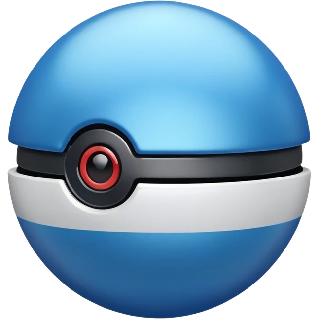 blue pokeball emoji, top half is a more saturated blue, bottom half is white, black stripe, with a metallic sheen emoji