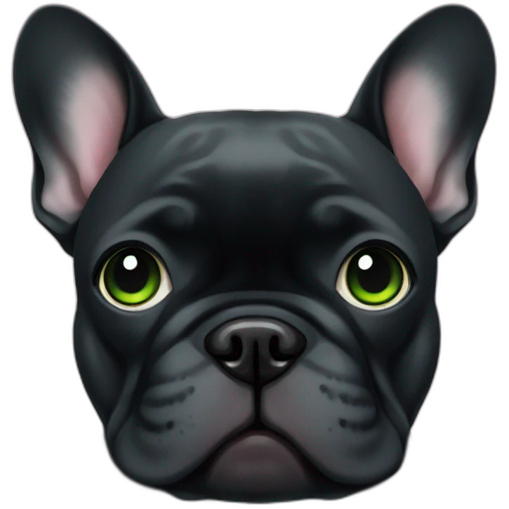 all black french bulldog green eyes emoji