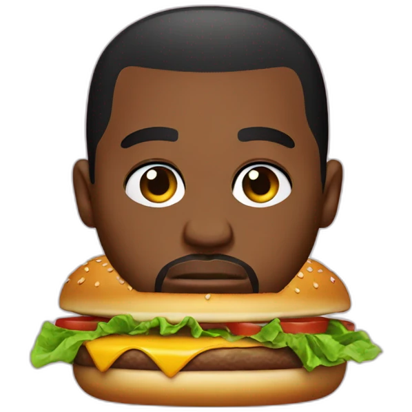 kanye west on a hamburger emoji