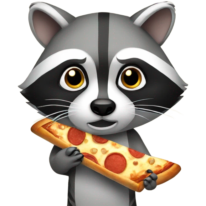 Raccoon holding a pizza slice emoji