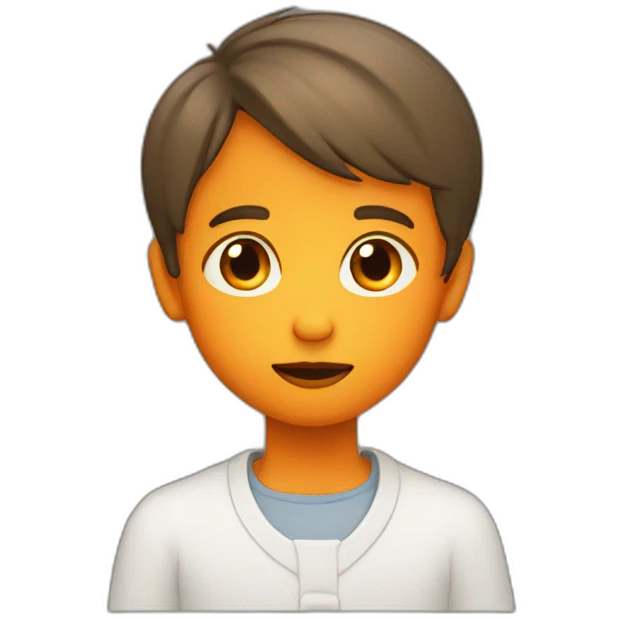 A boy with orange dot on forehead praying emoji
