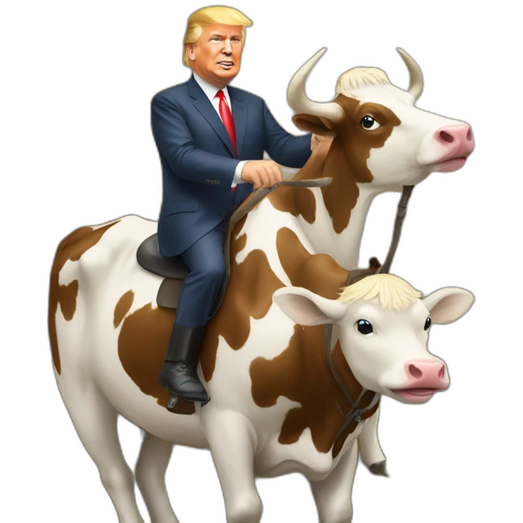 Trump and putin riding same cow emoji