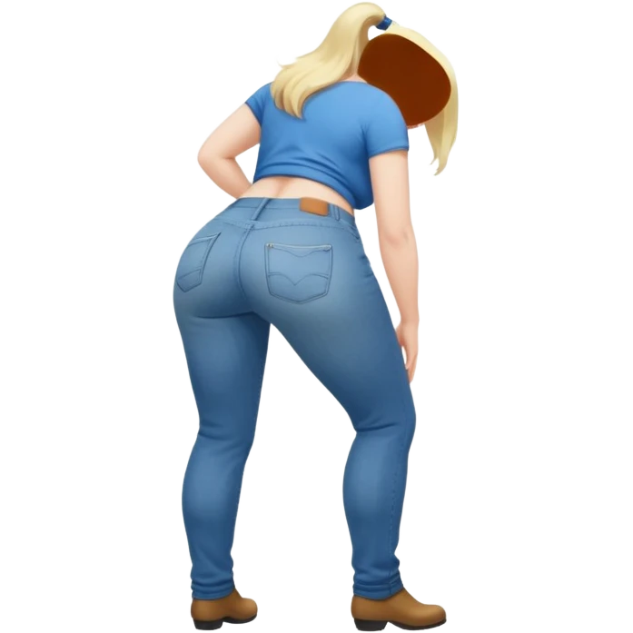 Naked blonde girl bending over with fat ass emoji