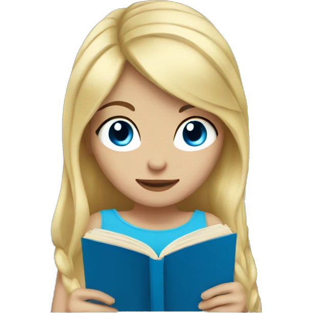 blonde hair blue eyed girl reading  emoji