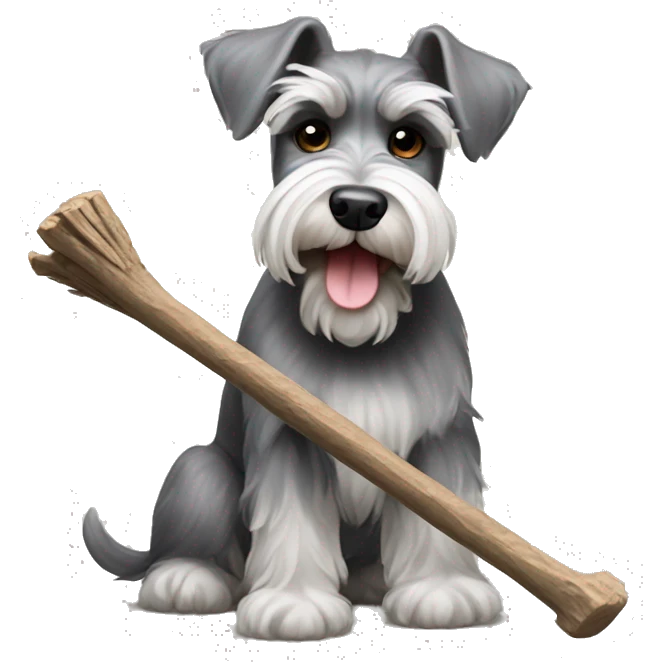 Schnauzer playing with stick emoji