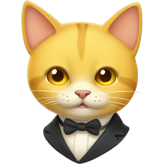 Yellow cunning animated cat smirking with a monocle emoji