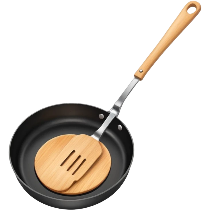 a black pan and spatula inside emoji