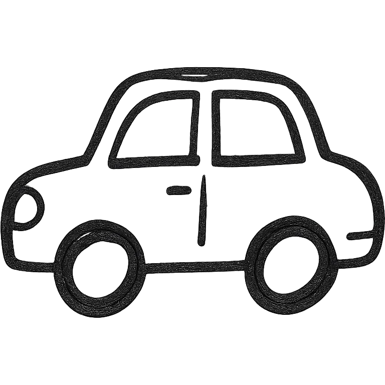 car, hand-drawn outlined icon style, no fill emoji