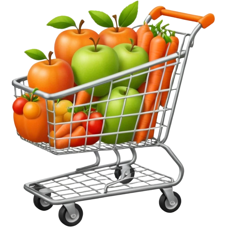 shopping cart full of healthy food emoji