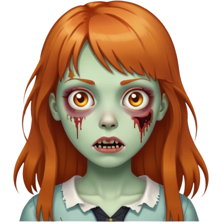 zombie girl with long ginger hair and bangs emoji