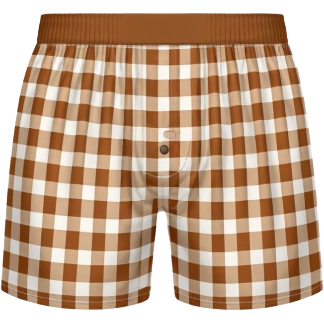 Brown and white gingham boxer shorts emoji