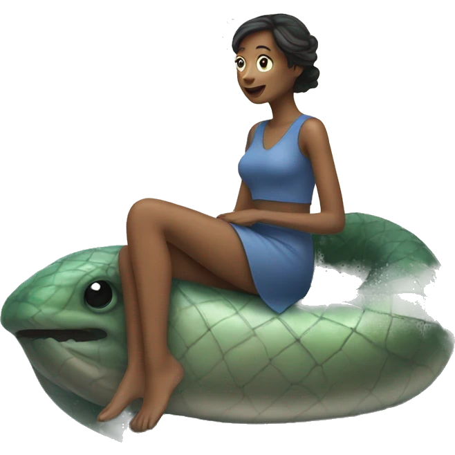 Woman sitting on an eel emoji