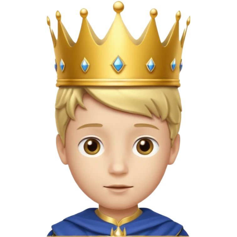 Royal Kid boy with fancy crown head 3d only face half rotate emoji
