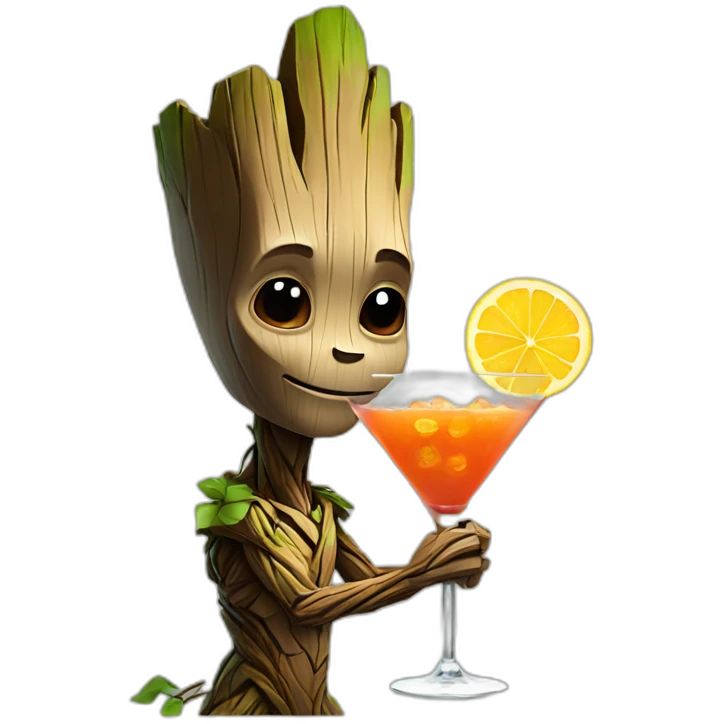 Groot with cocktail emoji