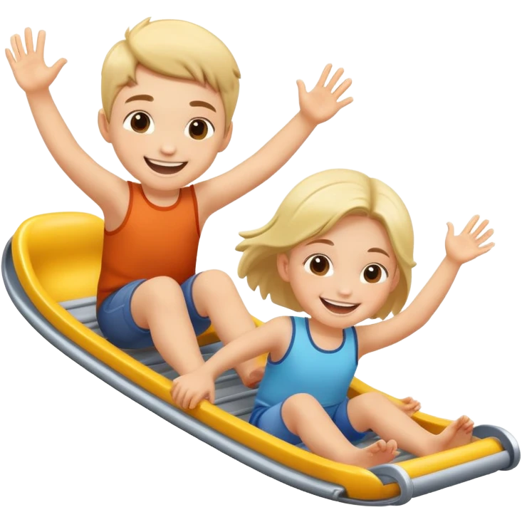 two children sliding together, happy and energetic emoji