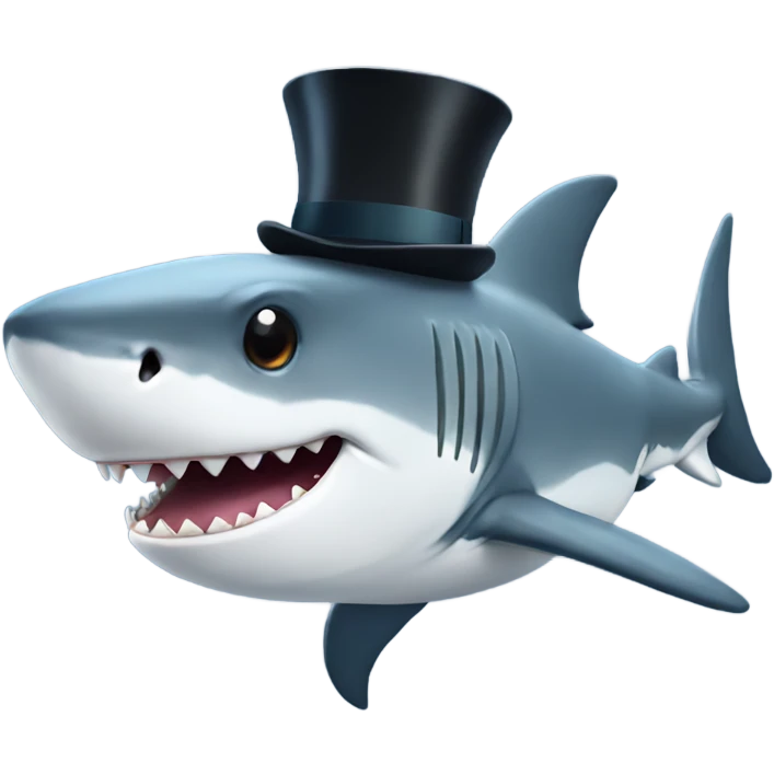 Shark with a top hat emoji