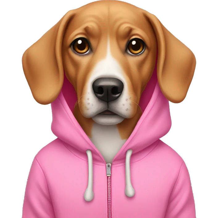 Dog Wearing pink hoodie  emoji