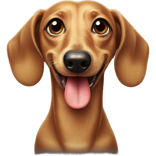 Senior derpy Dachshund with tongue out emoji