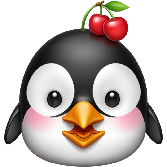 Penguin cherry face emoji