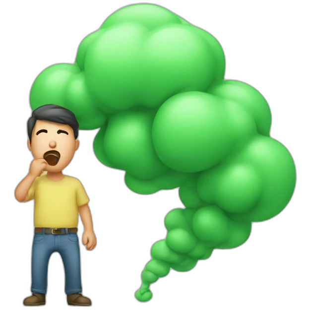 man farting with green wind emoji